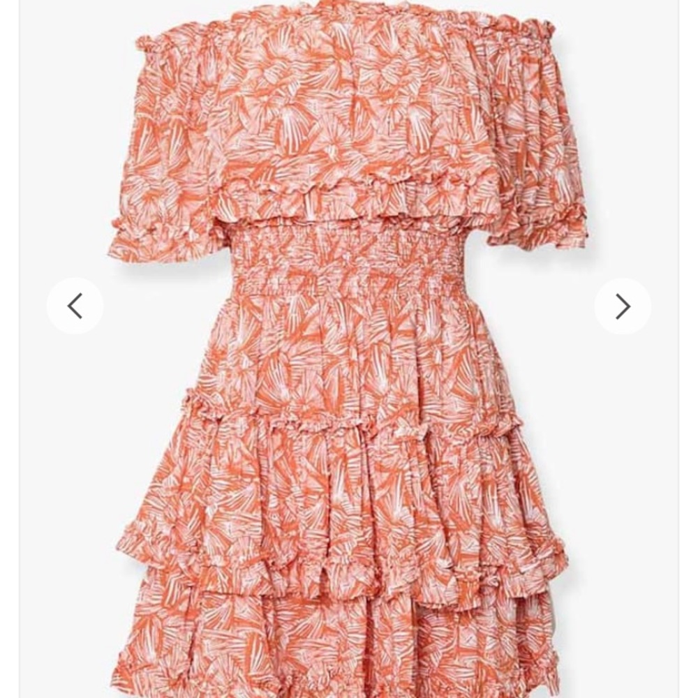 Off the shoulder Geo print mini dress